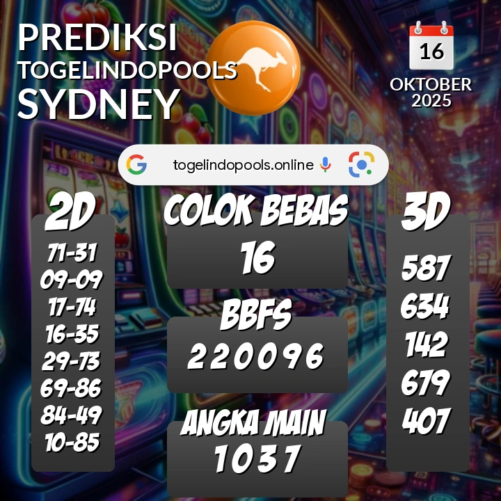 Prediksi togelindopools sydney: Kamis 16 Oktober 2025 Hari Ini (Analisis Data, Manfaat, Risiko, & Tips)