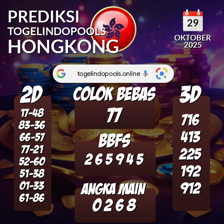 Prediksi togelindopools hongkong: Rabu 29 Oktober 2025 Hari Ini (Analisis Data, Manfaat, Risiko, & Tips)
