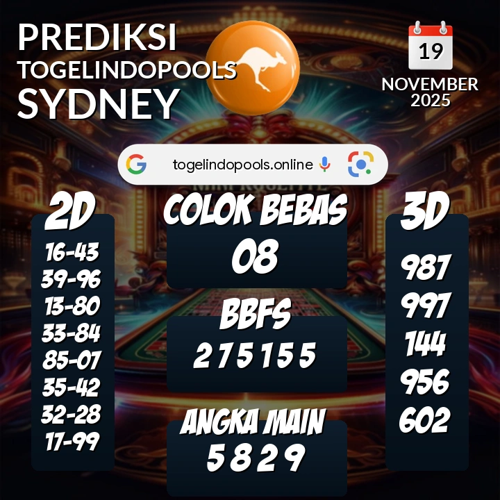 Prediksi togelindopools sydney: Rabu 19 November 2025 Hari Ini (Analisis Data, Manfaat, Risiko, & Tips)