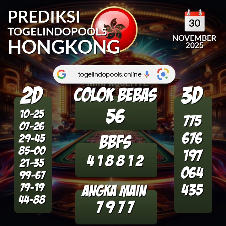 Prediksi togelindopools hongkong: Minggu 30 November 2025 Hari Ini (Analisis Data, Manfaat, Risiko, & Tips)