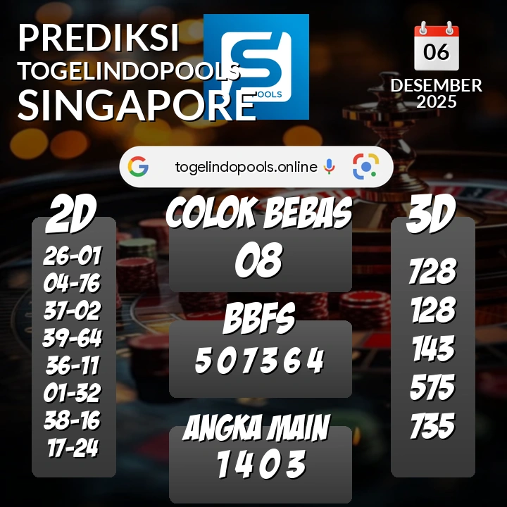 Prediksi togelindopools singapore: Sabtu 06 Desember 2025 Hari Ini (Analisis Data, Manfaat, Risiko, & Tips)