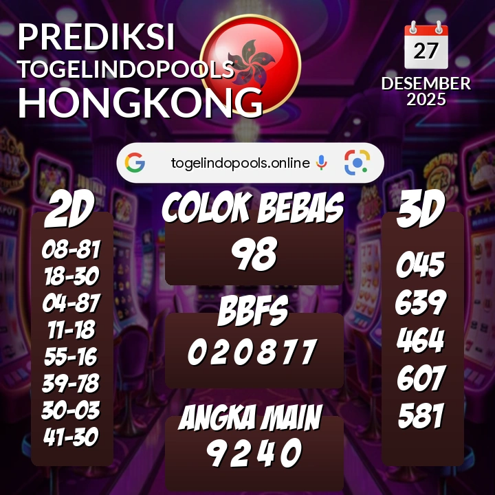 Prediksi togelindopools hongkong: Sabtu 27 Desember 2025 Hari Ini (Analisis Data, Manfaat, Risiko, & Tips)