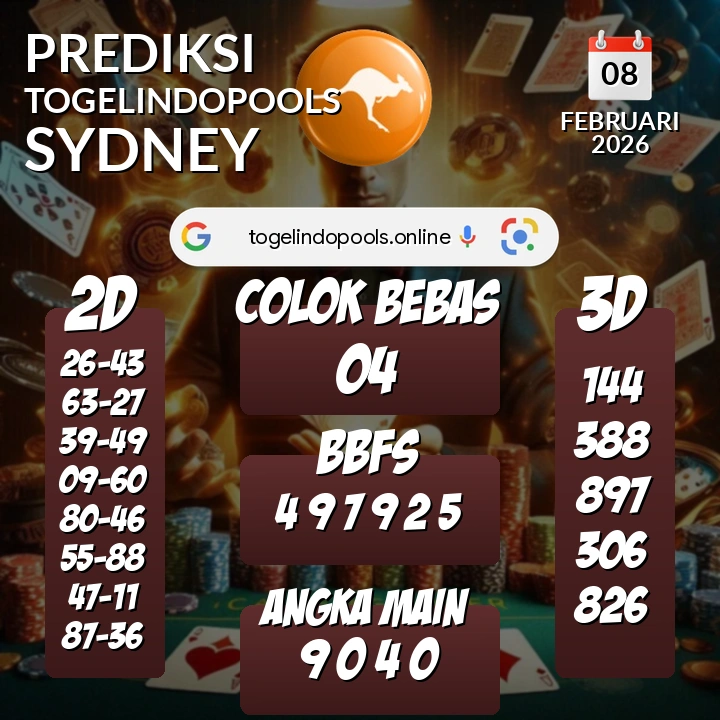 Prediksi togelindopools sydney: Minggu 08 Februari 2026 Hari Ini (Analisis Data, Manfaat, Risiko, & Tips)