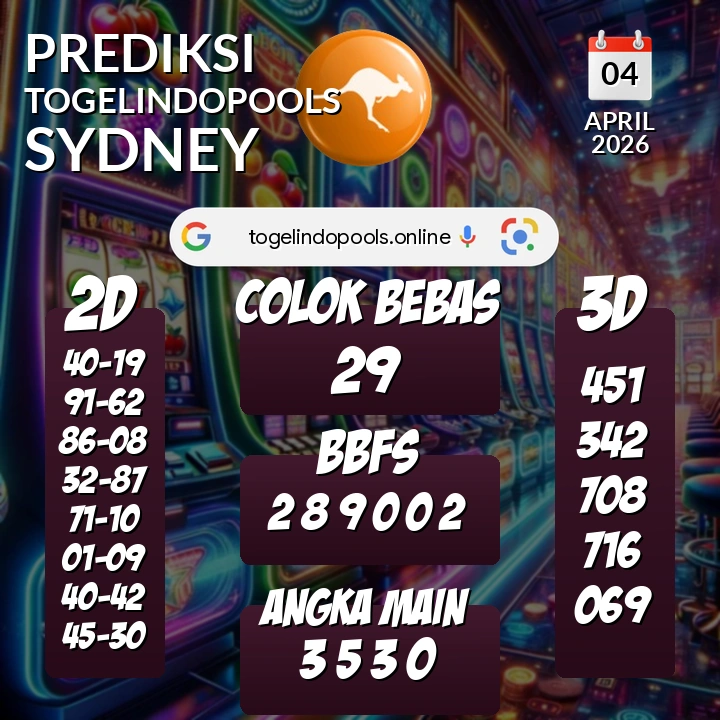 Prediksi togelindopools sydney: Sabtu 04 April 2026 Hari Ini (Analisis Data, Manfaat, Risiko, & Tips)